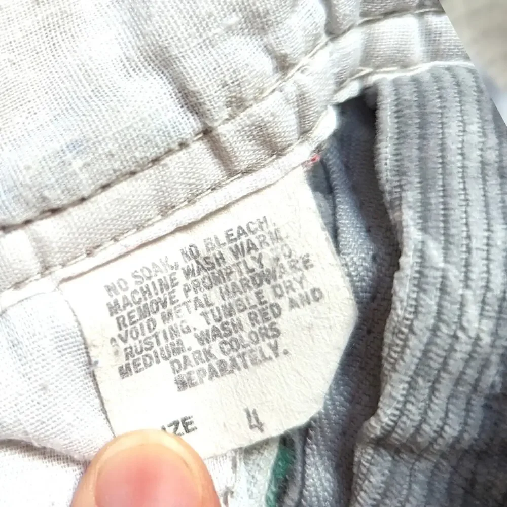 Vtg 90s Oshkosh Bgosh Overalls Boys Sz 4T Gray Corduroy Airplanes